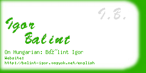 igor balint business card